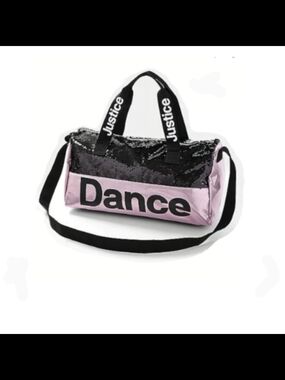 Justice Pink and Black Sequin Dance Duffel
